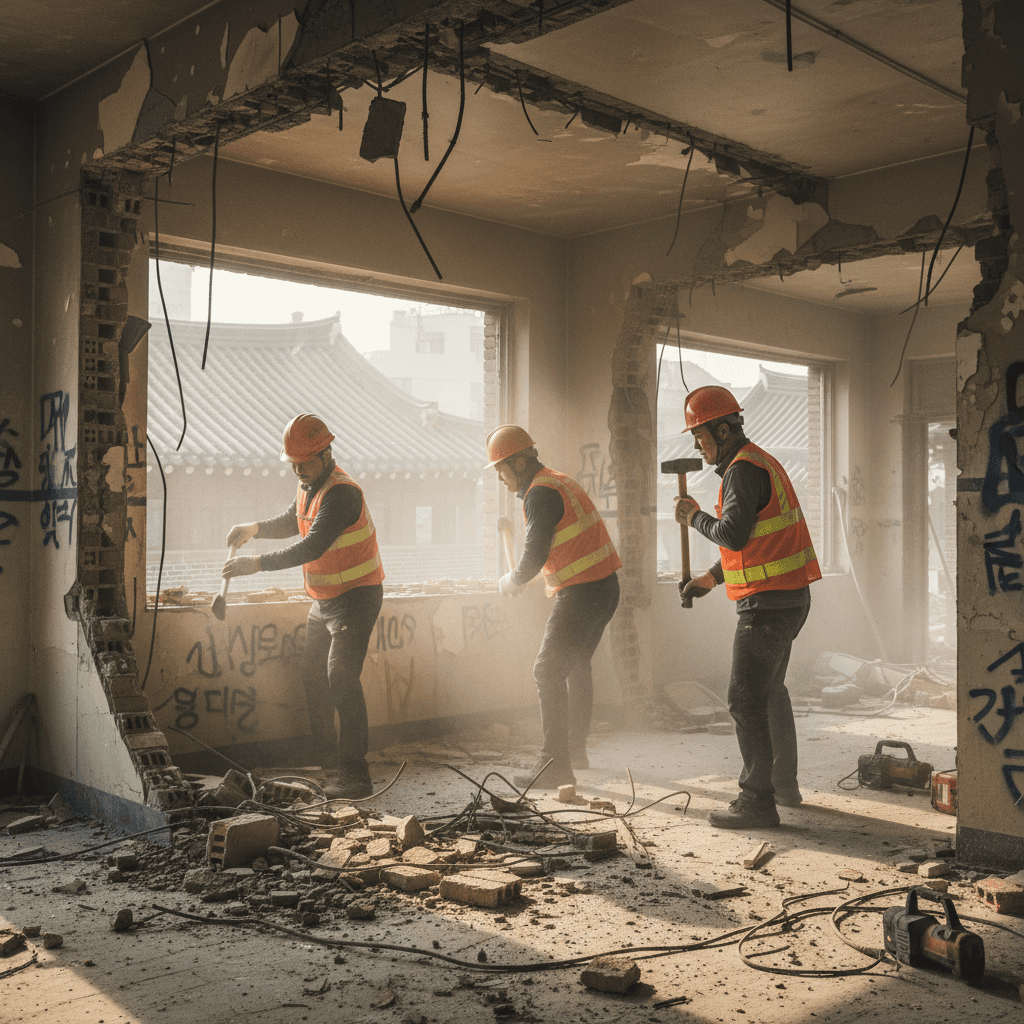창원 철거인력 건물 시설 철거 작업 현장